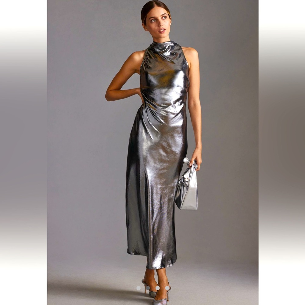 Metallic Racerback Midi Dress